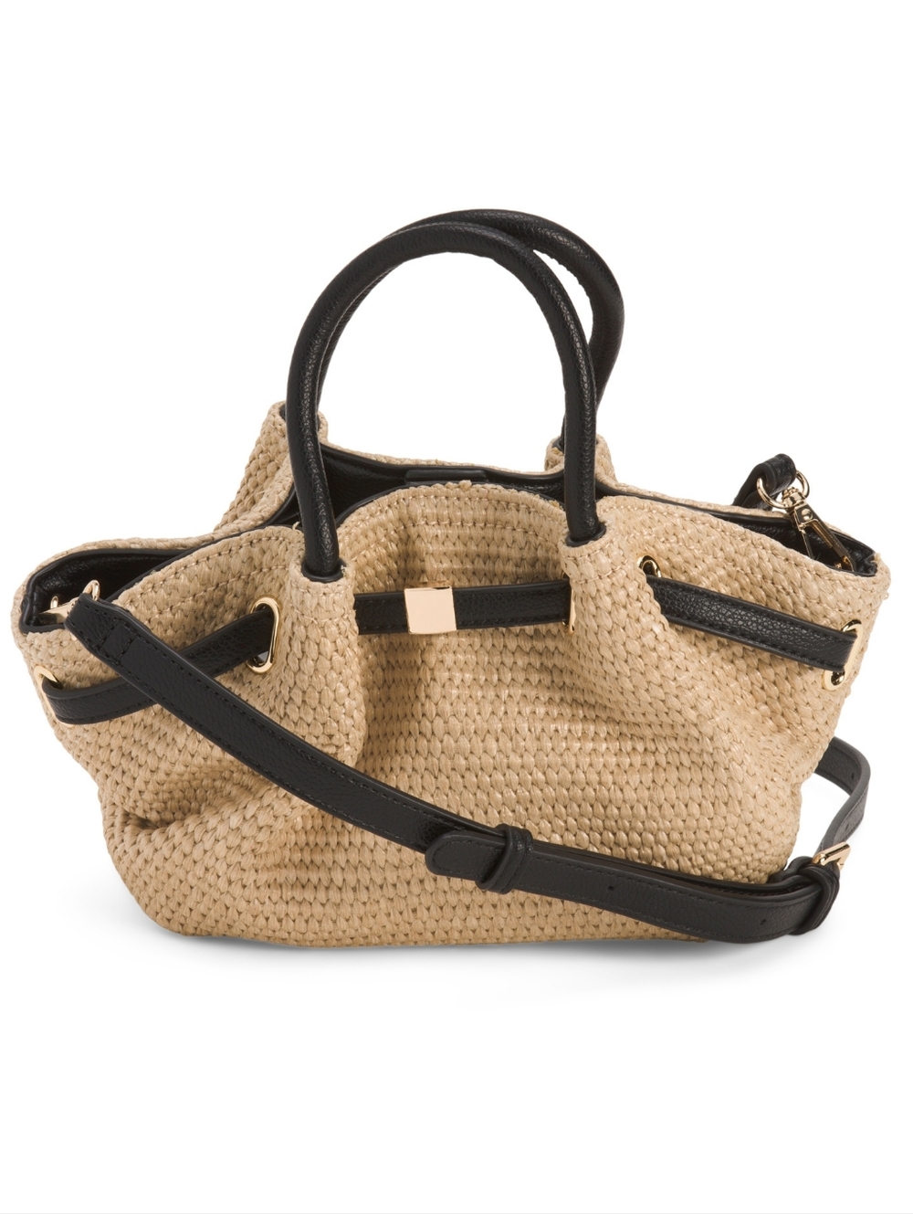 Women’s Straw Tote Bag with Black Trim